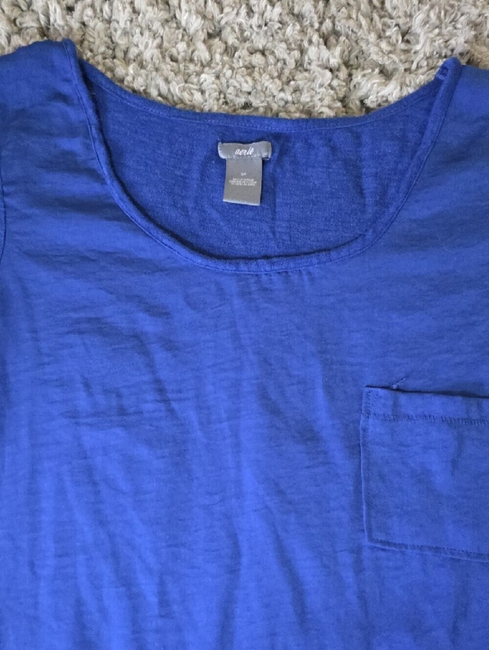 aerie Royal Blue Scoop Neck Pocket Tee - Picture 4 of 5